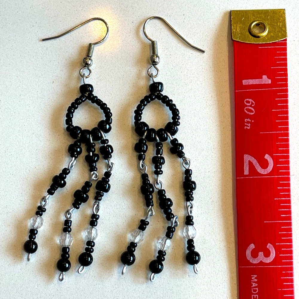 Black beaded dangle earrings - FREE with purchase